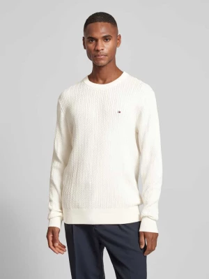 Sweter o kroju slim fit z dzianiny o fakturze jodełki Tommy Hilfiger