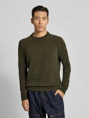 Sweter o kroju slim fit z efektem dzianiny model ‘Chinile’ camel active