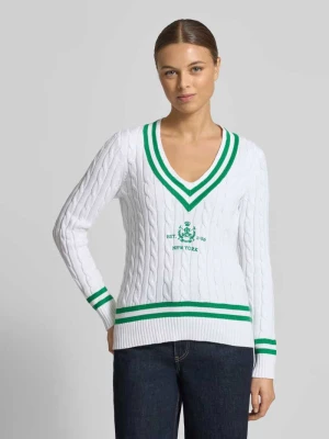 Sweter Slim Fit o wyglądzie dzianiny model „Meren” Lauren Ralph Lauren Biały