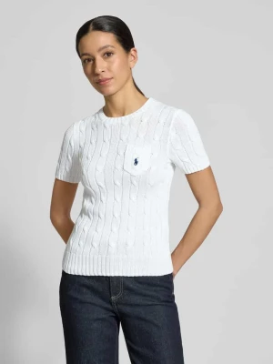 Sweter o kroju slim fit z krótkim rękawem i wyhaftowanym logo Polo Ralph Lauren