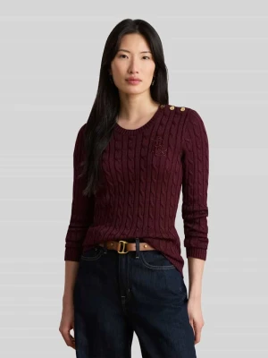 Sweter o kroju slim fit z mieszanki bawełny i wiskozy Lauren Ralph Lauren Bordowy