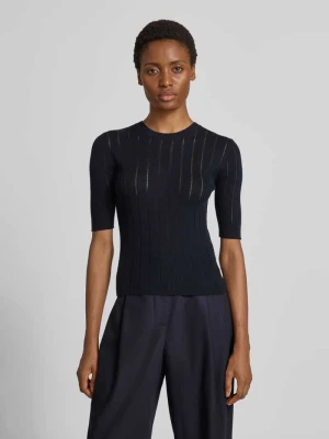 sweter o kroju slim fit z mieszanki jedwabiu i wełny model 'RAGNO' Max Mara Granatowy
