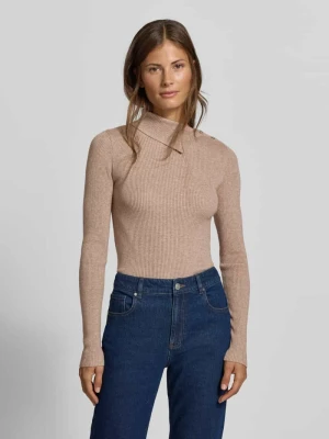 Sweter o kroju slim fit z mieszanki wiskozy w imitacji dzianiny MYON Beżowy melanż