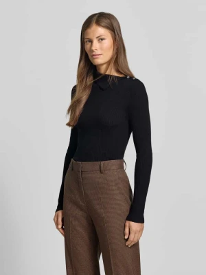 Sweter o kroju slim fit z mieszanki wiskozy w imitacji dzianiny MYON Czarny