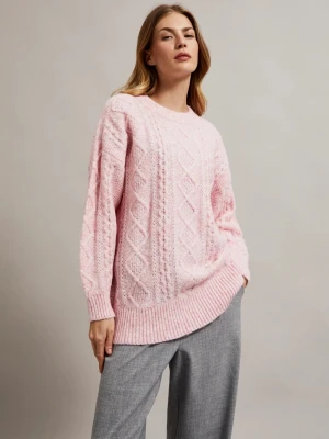 Sweter o luźnym fasonie różowy Moodo