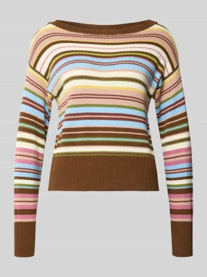 Sweter o luźnym kroju z czystej bawełny model 'ZINNIA' Weekend Max Mara Średniobrązowy