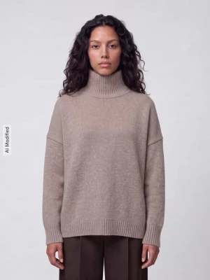 Sweter o luźnym kroju z czystej wełny model 'BORGIA' Weekend Max Mara Beżowy