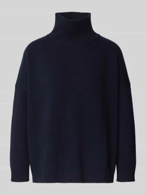 Sweter o luźnym kroju z czystej wełny model 'BORGIA' Weekend Max Mara Ciemnoniebieski