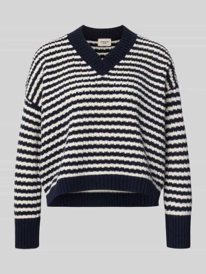Sweter o luźnym kroju z czystej żywej wełny model 'SPIGA' Weekend Max Mara Ciemnoniebieski