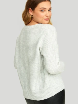 Sweter o luźnym kroju z dzianiny strukturalnej Greenpoint szary