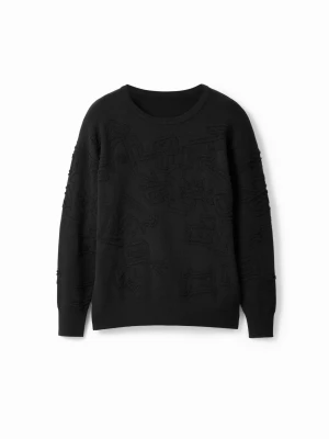 Sweter o luźnym kroju z imitacji frotte Desigual