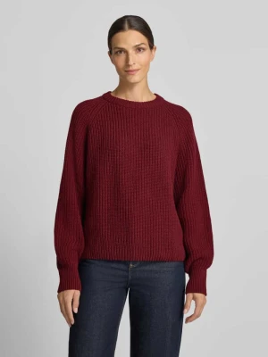 Sweter o luźnym kroju z mieszanki wełny model 'RIB KNIT' ARMEDANGELS Bordowy