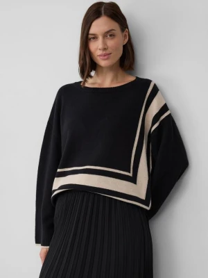 Sweter o luźnym kroju z mieszanki wełny z detalami w paski s.Oliver czarny