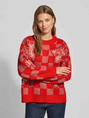 Sweter o luźnym kroju z mieszanki żywej wełny Essentiel Antwerp Czerwony