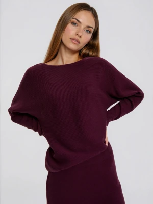 Sweter o nietoperzowym fasonie burgundowy Moodo