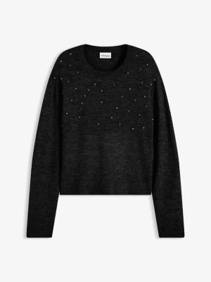 Sweter o pudełkowym kroju BonPrix czarny