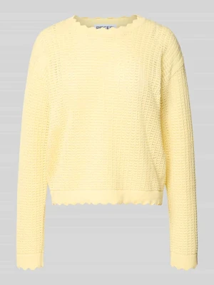 Sweter o pudełkowym kroju z czystej bawełny model 'SCOUT' Pieces Jasnożółty