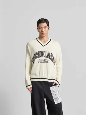 Sweter o wyglądzie dzianiny MM6 Maison Margiela Biały