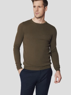 Sweter Oliwkowy z Bawełną Gładki Morey Lancerto