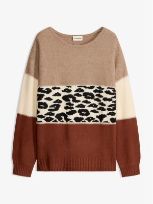 Sweter oversize BonPrix brązowy