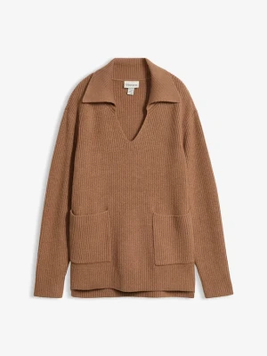 Sweter oversize BonPrix brązowy