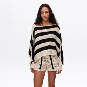 Sweter oversize krótki paski czarny BIMBA Y LOLA