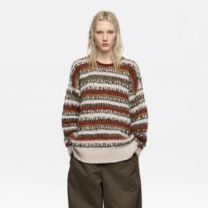 Sweter oversize liczne paski piaskowy BIMBA Y LOLA