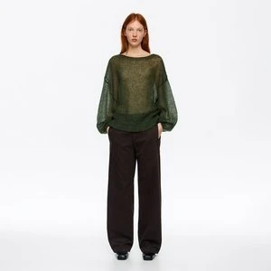 Sweter oversize moher wełna ciemna zieleń BIMBA Y LOLA