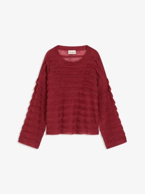 Sweter oversize, półprzezroczysty BonPrix czerwony