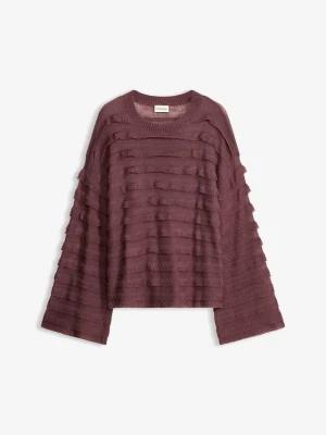 Sweter oversize, półprzezroczysty BonPrix fioletowy
