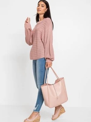 Sweter oversize w ażurowy wzór bonprix