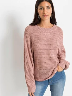 Sweter oversize w ażurowy wzór bonprix