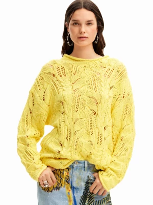 Sweter oversize w ażurowy wzór Desigual