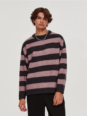 Sweter oversize w czarno-beżowe paski House