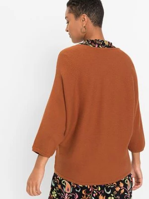 Sweter oversize w prążek, z materiału z domieszką wiskozy bonprix