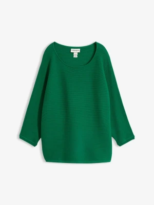 Sweter oversize w prążek z mieszanki wiskozy BonPrix zielony