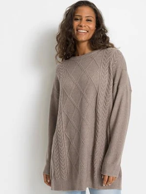 Sweter oversize w warkocze bonprix