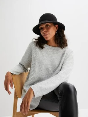 Sweter oversize w warkocze bonprix
