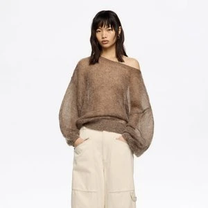 Sweter oversize wełna moherowa szaro-brązowy BIMBA Y LOLA