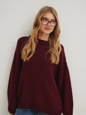 Sweter oversize z bufiastym rękawem w kolorze MARSALA - RIVERO-UNI