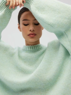 Sweter oversize z bufiastymi rękawami w kolorze FROSTY MINT - RIVERO Marsala