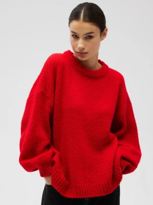 Sweter oversize z bufiastymi rękawami w kolorze INTENSE RED - RIVERO-UNI Marsala