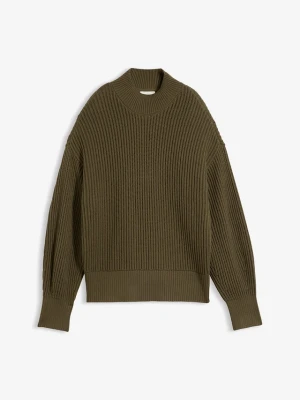 Sweter oversize z czystej bawełny BonPrix zielony