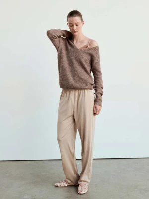 Sweter oversize z dekoltem w serek niebieski - Kobieta - MANGO