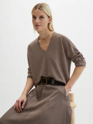 Zdjęcie produktu Sweter oversize z dekoltem w szpic Marc O'Polo hnědá