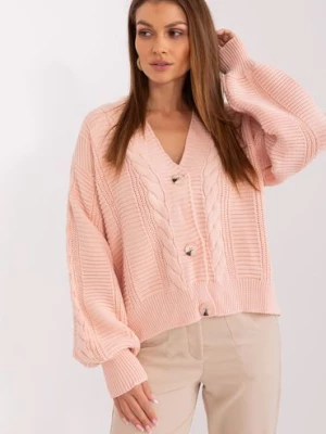 Sweter oversize z domieszką wełny jasny różowy