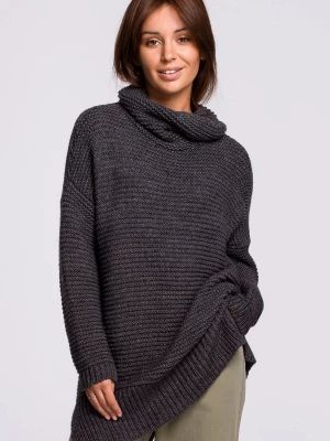 Sweter oversize z golfem - antracytowy Merg