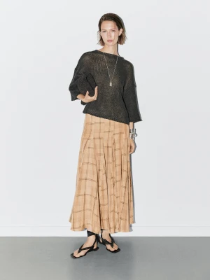 Sweter Oversize Z Krótkim Rękawem - Studio - Brązowy - - Massimo Dutti - Kobieta