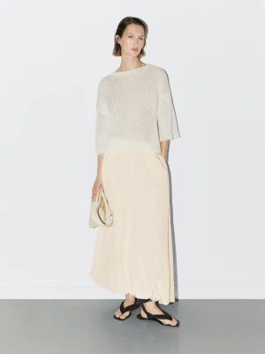 Sweter Oversize Z Krótkim Rękawem - Studio - Surowy - - Massimo Dutti - Kobieta