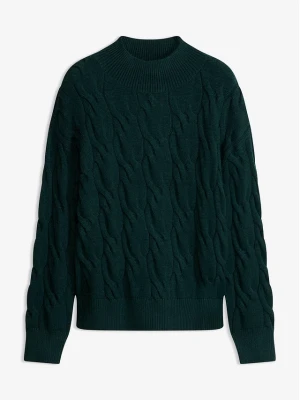 Sweter oversize z miękkiej mieszanki wiskozy BonPrix zielony